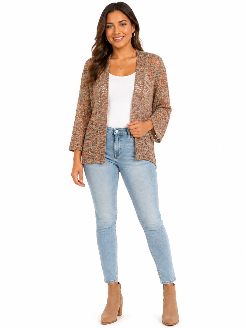 Say What? Multicolor Marled Knit Open Front Dolman Cardigan Sweater Medium